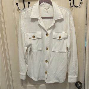 Hippie Rose Cream Button-Up Shirt jacket with Pockets.